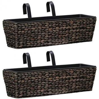 Brown Planters, Water Hyacinth, Set of 2, Vidaxl