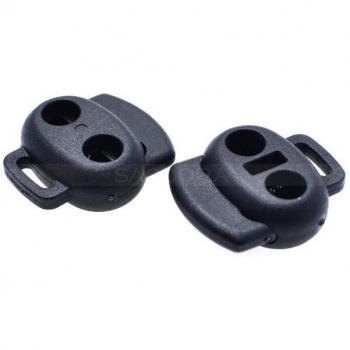 Gurtband Kordelstopper 2-Loch Clip Schwarz 100 Stück Größe: 23mm x 15mm x 8,5mm