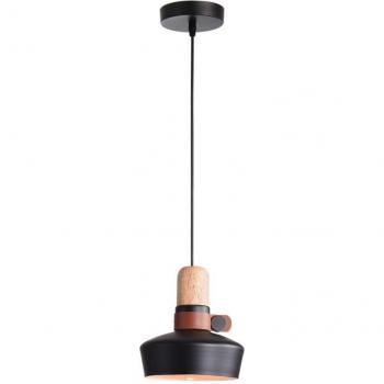 Larissa Ialysos Pendant Light 1x E27 Black Wood Leather