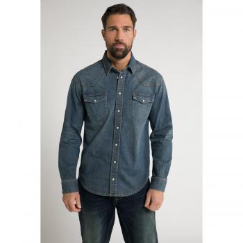 Camicia western in jeans uomo, vestibilità moderna, FLEXNAMIC®, Blu, Taglia 5XL, Cotone, JP1880