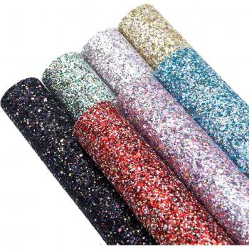 7Pcs Solid Color Chunky Glitter Leatherette Fabric Sheets