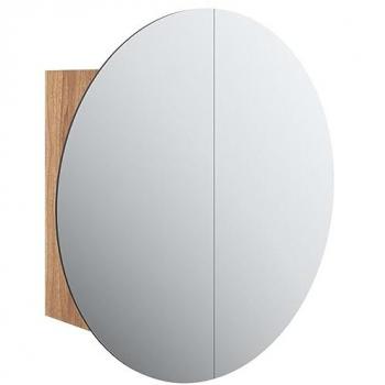 VidaXL Bathroom Cabinet with Round Mirror & LED Oak 15.7x15.7x6.9