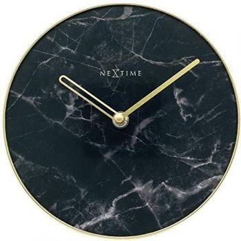 NEXTIME Wanduhr 5222ZW Tisch/Wanduhr Marmor Glas/Metall Schwarz 20 cm