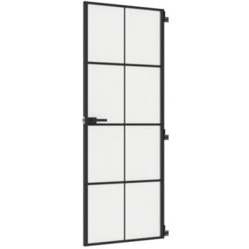 76x201.5 cm Slim Black Door with Tempered Glass and Aluminium