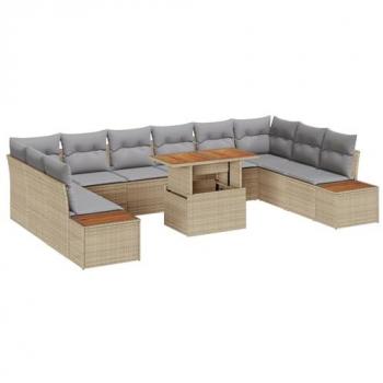 Ensemble salle à manger extérieur VidaXL 11 pièces, rattan acacia