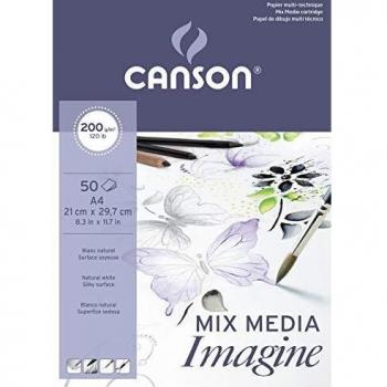 Bloc Encolado, A4, 50 Hojas, Canson Imagine, Grano Fino 200g
