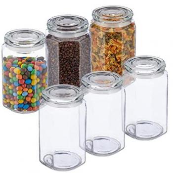 Vorratsgläser 6er Set, 2,4 l, achteckig, mit Deckel
