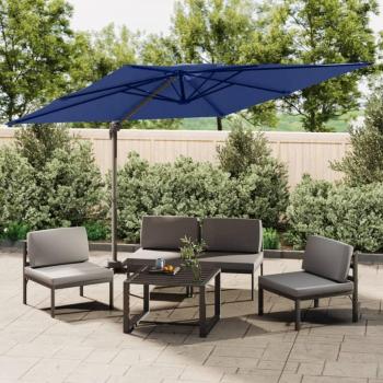 Parasol d'extérieur à double toit Bleu azuré 400x300 cm