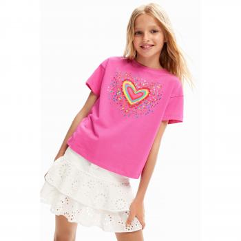 Camiseta Desigual para Niñas 11-12 Años Heart Fucsia