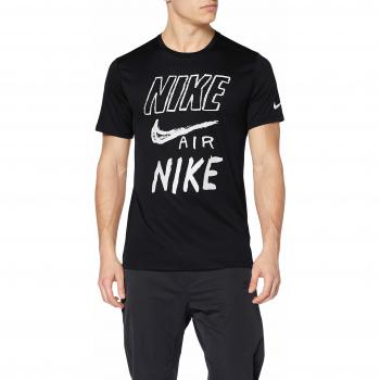T-shirt de course Nike M NK BRTHE à manches courtes pour homme, Noir/Blanc/Argent réfléchissant, FR
