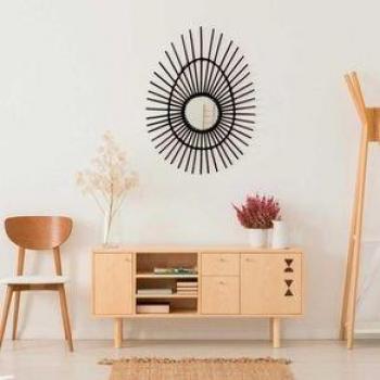 Ovalo Negros de Thinia Home: Espejo Decorativo en Rattan