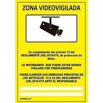 Cartel zona videovigilada adhesivo 15x20cm normaluz