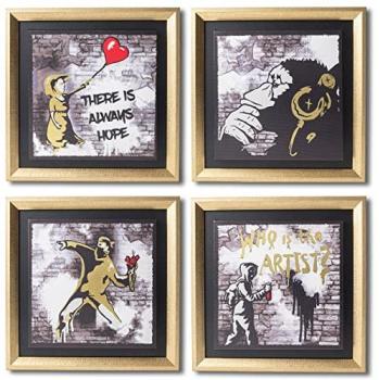 Cuadros Decorativos BANKSY en Negro y Oro