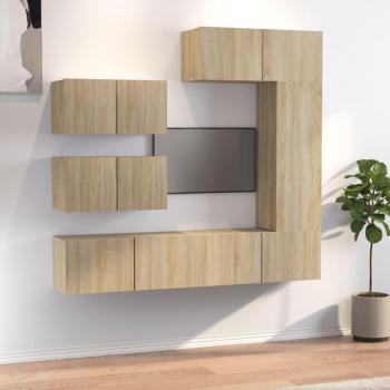 VidaXL TV Cabinet Set 6 Piece Living Room Entertainment Centre Wall-mounted TV Stand Media Unit HiFi Cabinet Sideboard Sonoma Oak Engineered Wood