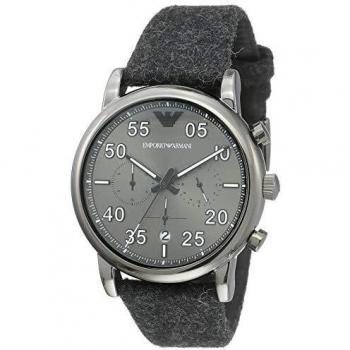 Gents Emporio Armani Black Leather Strap Analog Quartz Watch