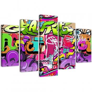 5-Panel Graffiti Canvas Picture Set 100x70 cm Multicolored