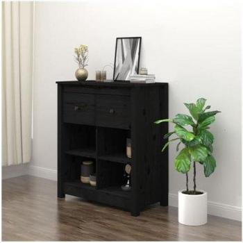 Praktisches Sideboard Schwarz 70x35x80 cm