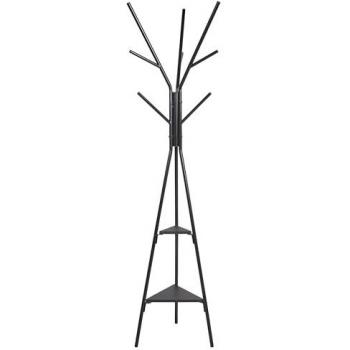 Perchero de metal negro con estantes para ropa y abrigos Wray, 181 cm