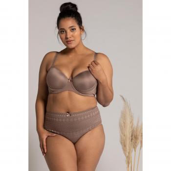 Ulla Popken 50D Plus‑Fit Brown Dot‑Lace Underwire Sports Bra