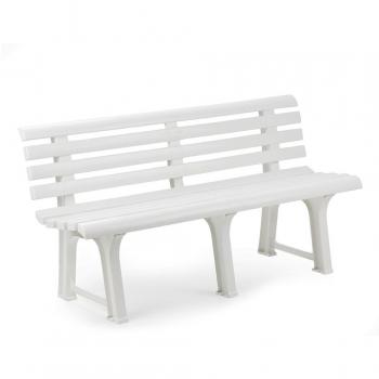Komfortable Gartenbank Orchidea Ipae mit Rückenlehne Weiß 145 x 49 x 74 cm