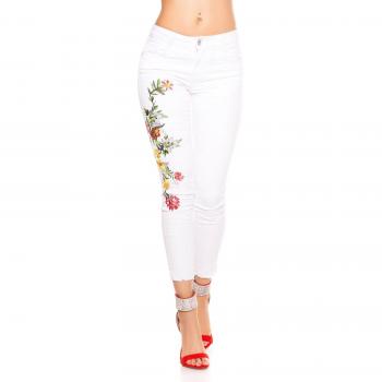 New Play – Flower‑Stitch Ankle Jeans 34, schön & neu