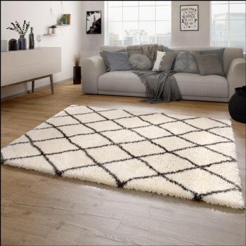 Tapis Doux Shaggy 80x150 cm Crème Design Moderne
