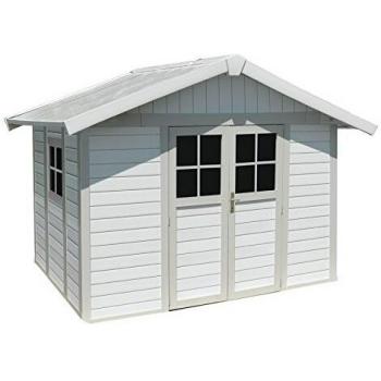 Caseta de jardín 7,5 m² PVC Modelo Deco Blanco / Gris-Verde