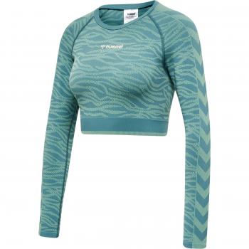 Hummel Women's Seamless Cropped Long Sleeve T-shirt Blue Surf Melange
