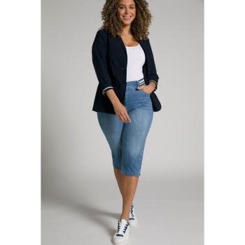 Jeans Capri a cinque tasche modello Sophie, cintura elastica a righe, Donna, Blu, Taglia 66, Cotone