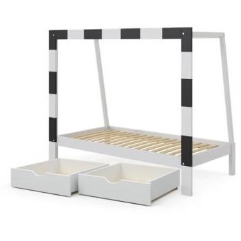 Cama Infantil Fußballtor, Blanco, 80 x 160 cm con cajón, Vitalispa