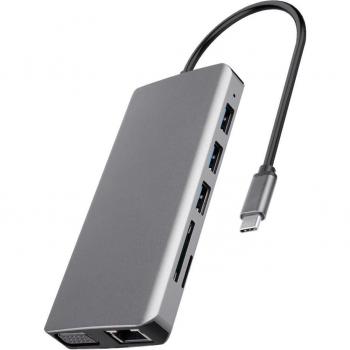 Adaptateur HUB USB C 9 Ports avec Alimentation PD pour MacBook Pro Air, HDMI VGA RJ45 Ethernet