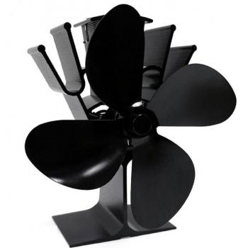 Eco-Friendly 4-Blade Stove Fan with Magnetic Thermometer