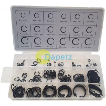 Snap Rings & Retaining Circlips – 180 Piece Assorted Set, Plastic Storage