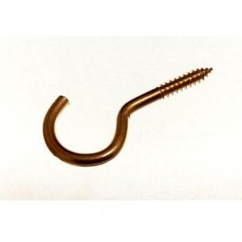 Rust-Resistant Brass Plated Steel Screw-In Hooks, 100mm x 18 (7.2mm Dia.), Pack of 100