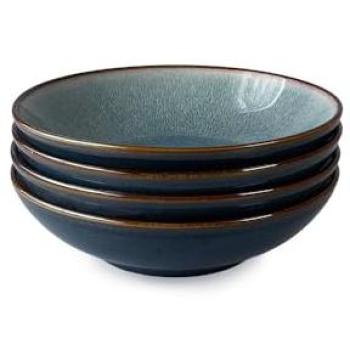 Stoneware Scandinavian 4‑Pack Pasta Bowls – Blue, 21 cm
