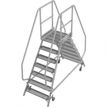 KRAUSE Podestleiter R13-Rutschhemmung mit beidseitigem Aufstieg, 2x7 Stufen und Plattform