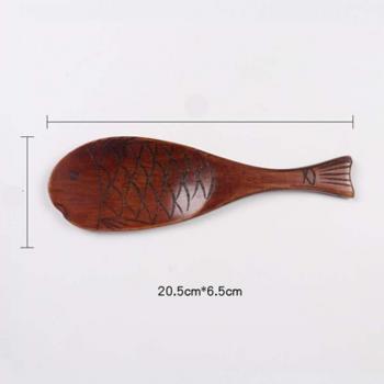Unpainted Solid Wood Fish-Shaped Rice Spoon