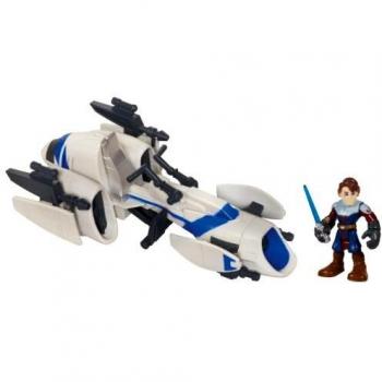 Personaggio Playskool Heroes Star Wars Jedi Force con moto