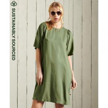 Vestido Tencel Verde Corto Mujer Superdry