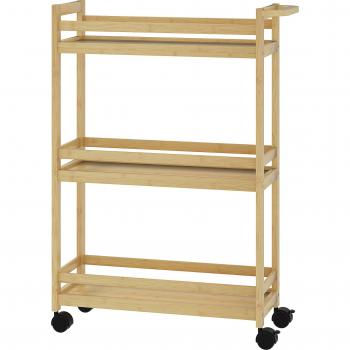 Bambù Mobile 3 Livelli con Ruote: Soluzione per Bagno, Soggiorno e Cucina – Naturale