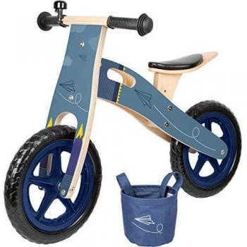 Biciclettina in Legno Blu con Pneumatici