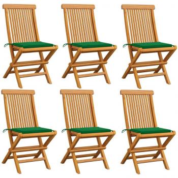VidaXL Outdoor Teak Chair Collection – 6 Green Cushion Pieces