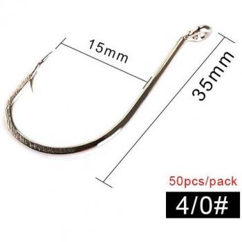 High-Carbon Steel Jigging Hooks 1/0-5/0 for Bass Fishing (50/100 pcs)