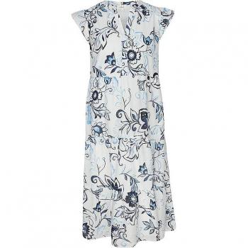 S.Oliver Maxikleid Gemustertes Midikleid mit Raffung und Eingrifftaschen Raffung