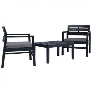 VidaXL 3-tlg. Gartenmöbelset Anthrazit Kunststoff