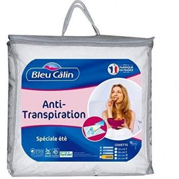 Couette Anti-Transpiration 240x220 cm Blanc Bleu Câlin