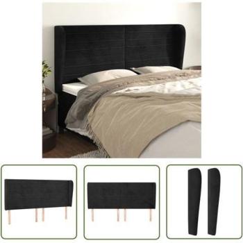 Tête de lit design noir avec oreilles 163x23x118/128 cm