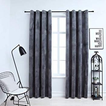 Blackout Curtains with Rings, 2 pieces (Velvet Anthracite, 140x225 cm)