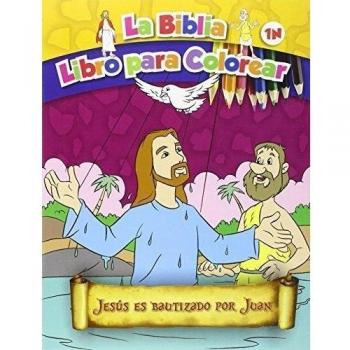 Jesús es bautizado por Juan: La Biblia. Libro para colorear