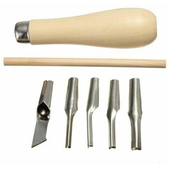 Rubber stamp carving set met linoblok, inclusief 5 snijmesjes
